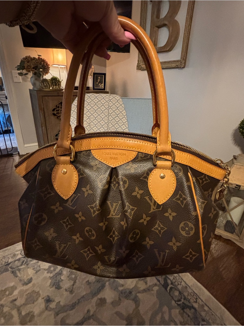 Louis Vuitton Brown Monogram Canvas Satchel with Tan Trim